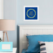 Hebreeuws Volgend jaar in Jeruzalem Goud op Blauw Folie Afdrukken (Insitu (Slaapkamer))
