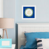 Hebreeuws Volgend jaar in Jeruzalem Goud op Blauw Folie Afdrukken (Insitu (Slaapkamer))