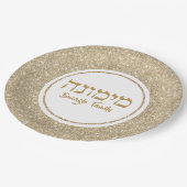 Hebreeuws White en Gold Glitter Passover Mimouna Papieren Bordje (Gekanteld)