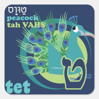 Hebreeuwse Aleph-Bet Dierlijke Stickers-Tet Vierkante Sticker