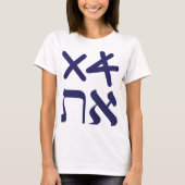 Hebreeuwse Aleph Tav Paleo-Hebreeuwse Marine Typog T-shirt (Voorkant)