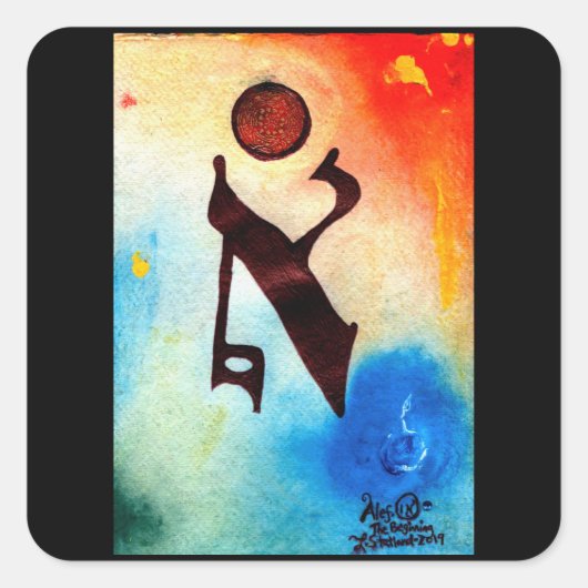 Hebreeuwse Alfabet Letters- Aleph Vierkante Sticker (Voorkant)