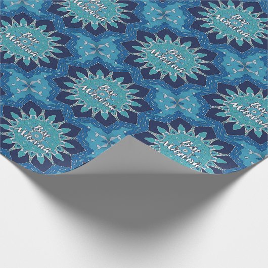 Hebreeuwse balk Mitzvah Blue Ten Circle Wrap Paper Cadeaupapier (Hoek)