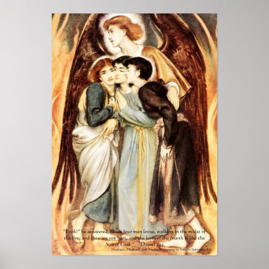 Hebreeuwse borden Fiery Furnace, Bijbelscriptie Poster (Voorkant)