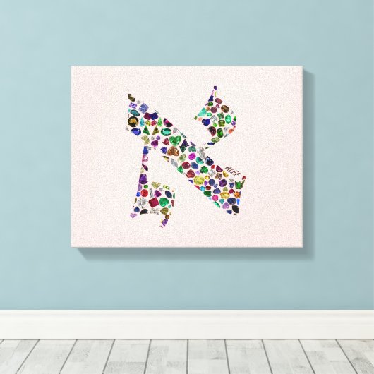 Hebreeuwse brief ALEF Canvas Afdruk (Insitu (Houten vloer))