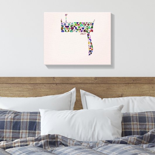 Hebreeuwse brief DALET Canvas Afdruk (Insitu (Slaapkamer))
