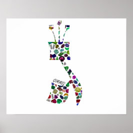 Hebreeuwse brief GIMMEL gemaakt met gemstenen Poster