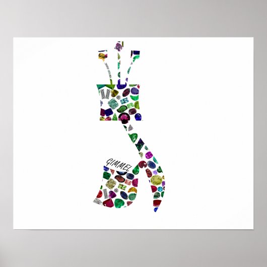 Hebreeuwse brief GIMMEL gemaakt met gemstenen Poster (Voorkant)