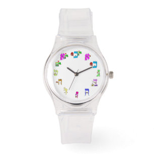 Hebreeuwse cartoon letters horloge