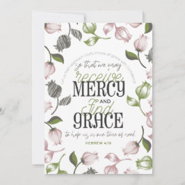 Hebreeuwse citaten van 4:16 met florale kunstwitte bedankkaart