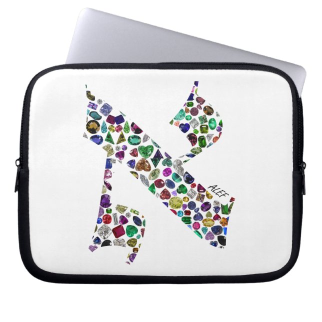 Hebreeuwse letter ALEF gemaakt met Gemstenen Laptop Sleeve (Voorkant)