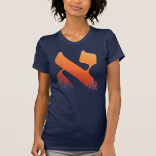 Hebreeuwse letter alef Oranje zonsopkomst zonsonde T-shirt