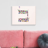 Hebreeuwse Letter BET met Gemstenen Canvas Afdruk (Insitu (Woonkamer))