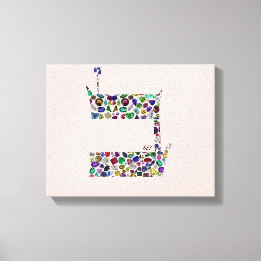 Hebreeuwse Letter BET met Gemstenen Canvas Afdruk (Voorkant)