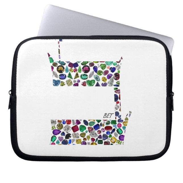 Hebreeuwse Letter BET met Gemstenen Laptop Sleeve (Voorkant)