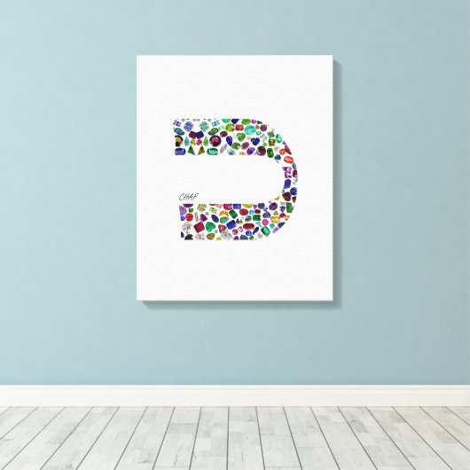 Hebreeuwse letter 'CHAF' Canvas Afdruk (Insitu (Houten vloer))