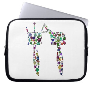 Hebreeuwse letter 'CHET' gemaakt met diamanten en  Laptop Sleeve