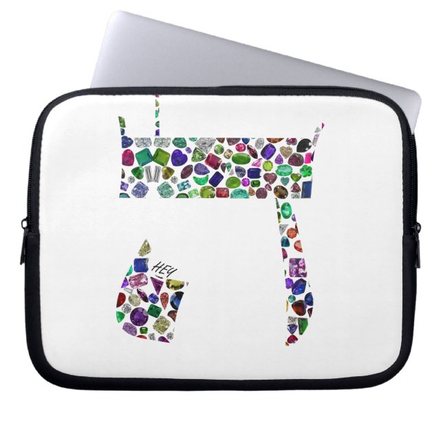 Hebreeuwse letter HEY gemaakt met stenen Laptop Sleeve (Voorkant)