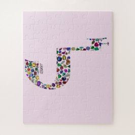 Hebreeuwse letter 'LAMED' gemaakt met edelstenen Legpuzzel