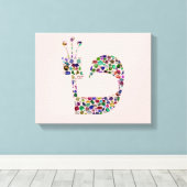 Hebreeuwse letter 'TET' Canvas Afdruk (Insitu (Houten vloer))