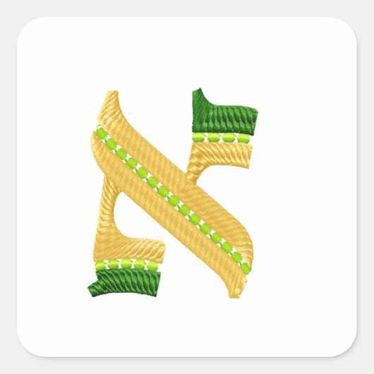 Hebreeuwse letters Embroidery Style Alef Vierkante Sticker (Voorkant)