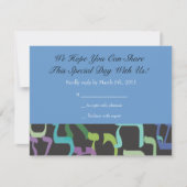 Hebreeuwse letters Star Bar Bat Mitzvah Reply card RSVP Kaartje (Voorkant)