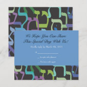 Hebreeuwse letters Star Bar Bat Mitzvah Reply card RSVP Kaartje (Voorkant / Achterkant)