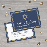 Hebreeuwse Naam Bar Mitzvah Navy Blauw Wit en Goud Bedankkaart<br><div class="desc">Uitdrukkelijke dank aan familie en vrienden voor het delen van uw bar mitswa viering met stijlvolle op maat gemaakte bedankkaarten. Alle bewoordingen zijn eenvoudig te personaliseren of te verwijderen. Als u liever uw bericht van bedankt met de hand schrijft, verwijder dan gewoon de voorbeeldtekst. Dit marineblauw, wit en gouden sjabloon...</div>