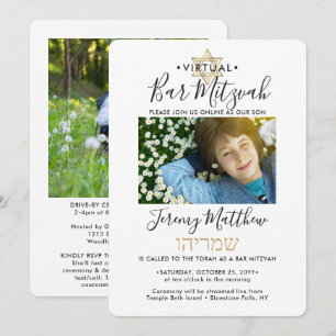 Hebreeuwse naam Virtuele balk Mitzvah 2 Foto Gold Kaart