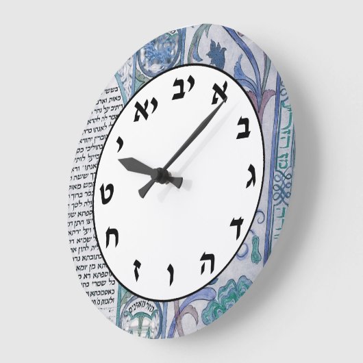 Hebreeuwse nummerplaat Joodse letters Blauwe Vinta Grote Klok (Hoek)