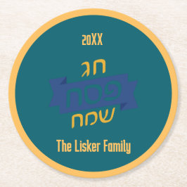 Hebreeuwse Pesach-familiewijn Ronde Kartonnen Onderzetter