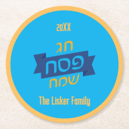 Hebreeuwse Pesach-familiewijn Ronde Kartonnen Onderzetter
