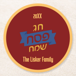 Hebreeuwse Pesach-familiewijn Ronde Kartonnen Onderzetter