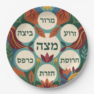 Hebreeuwse Pesach Sederbord voor Pesach Dinner Papieren Bordje