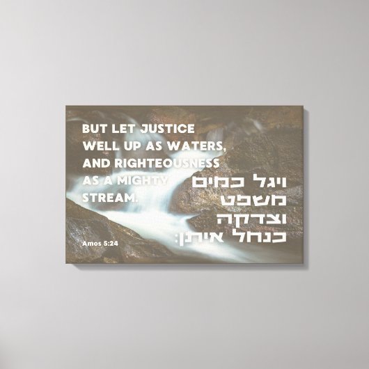 Hebreeuwse profeet Amos Quote Justice & Righteines Canvas Afdruk (Voorkant)