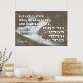 Hebreeuwse profeet Amos Quote Justice & Righteines Poster (Keuken)