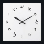 Hebreeuwse Script Numerals Vierkante Klok<br><div class="desc">"Joodse expressies" biedt een boodschappervaring omdat je nergens anders iets vindt. Welkom in onze winkel. Vertel je vrienden over ons en stuur ze onze link naar http://www.zazzle.com/YehudisL?rf=238549869542096443*</div>