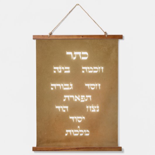 Hebreeuwse Sefirot-boom van de Golden Ggloed Lette Hangend Wandkleed (Voorkant)