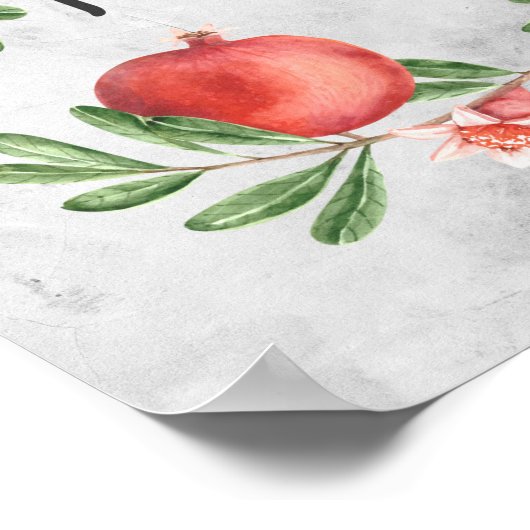 Hebreeuwse, versleten Pomegranates Canvas Print (Hoek)