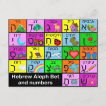 Hebrew Alephbet-flitskaart