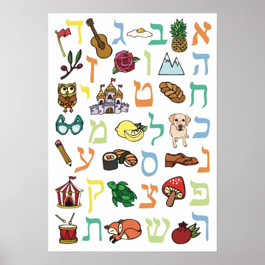 Hebrew Alphabet Poster (Voorkant)