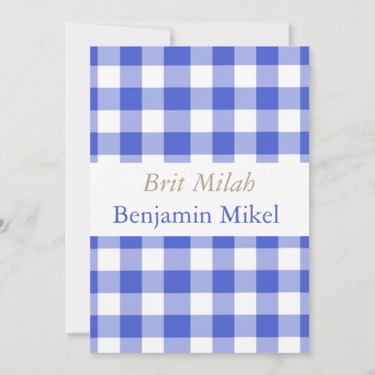 Hebrew Brit Milah Baby Boy Jewish Blue Kaart (Achterkant)