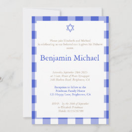 Hebrew Brit Shalom Baby Boy Naming Jewish Blue Kaart
