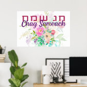 Hebrew Chag Sameach - Happy Jewish Feestdagen Poster (Thuiskantoor)