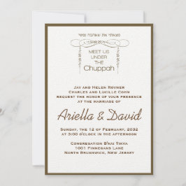 Hebrew Chuppah Jewish Wedding Invitation leaf Kaart