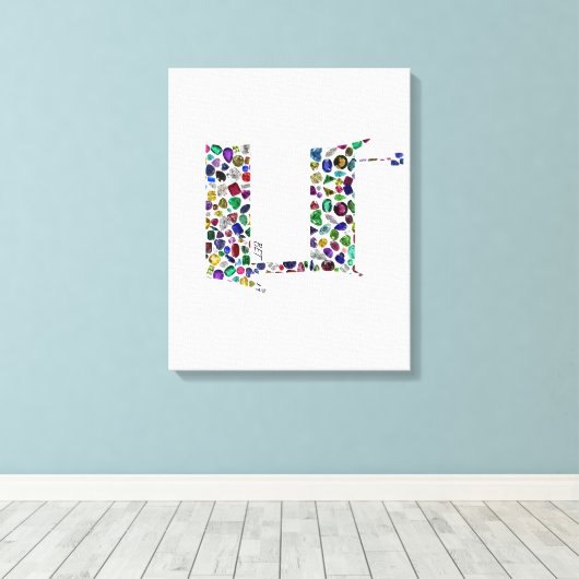 Hebrew Letter BET made with Gemstones Canvas Afdruk (Insitu (Houten vloer))