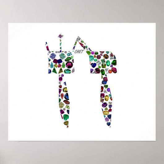 Hebrew Letter 'CHET' made with Diamonds and Gems Poster (Voorkant)