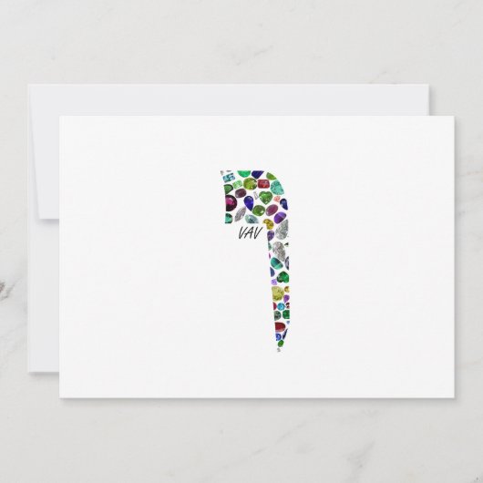 Hebrew Letter VAV made with Gemstones Kaart (Voorkant)