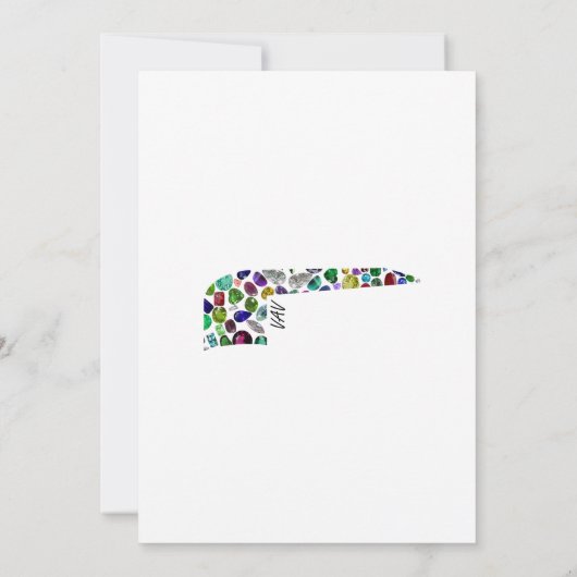 Hebrew Letter VAV made with Gemstones Kaart (Achterkant)