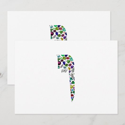 Hebrew Letter VAV made with Gemstones Kaart (Voorkant / Achterkant)